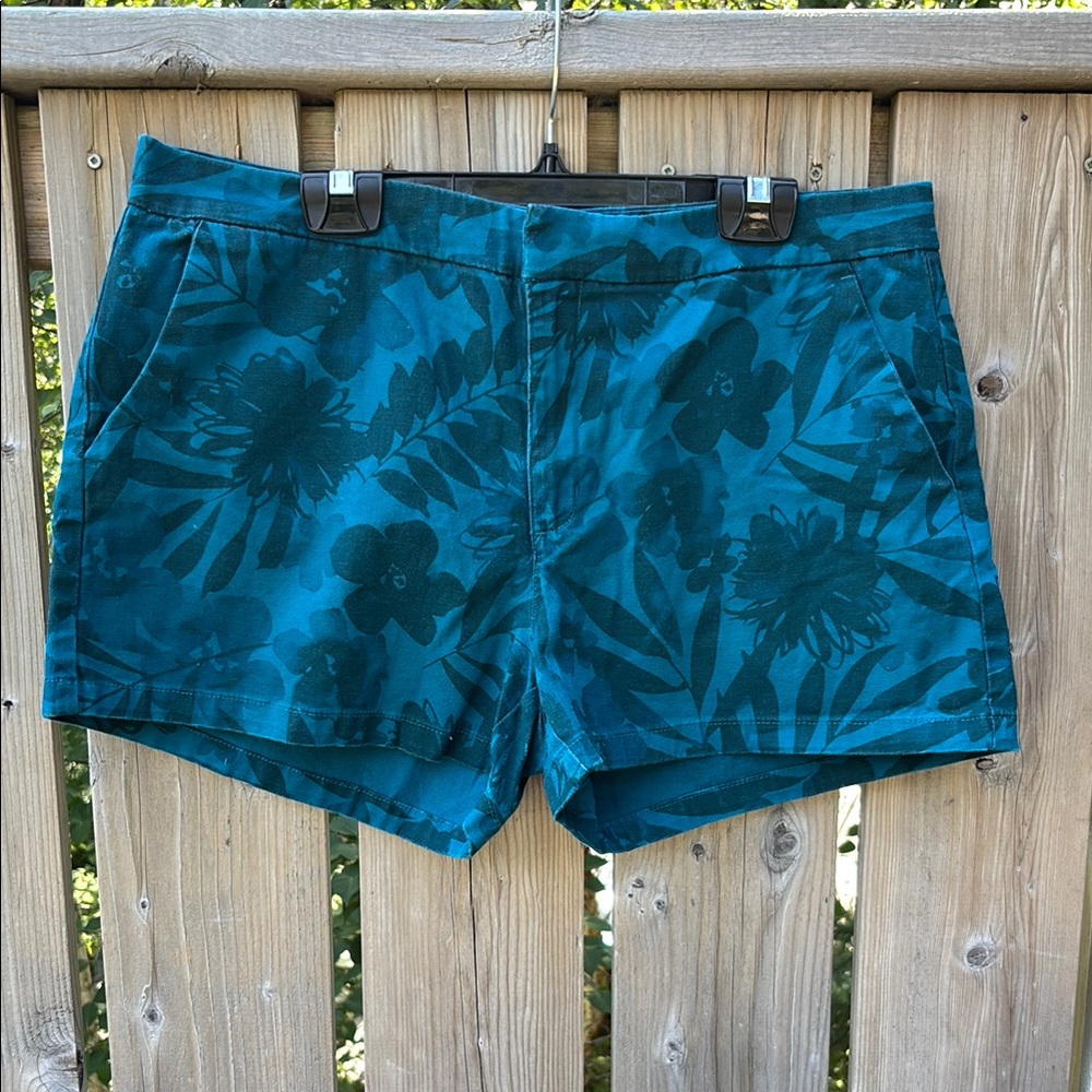 Blue Floral Patterned Shorts | Size 12